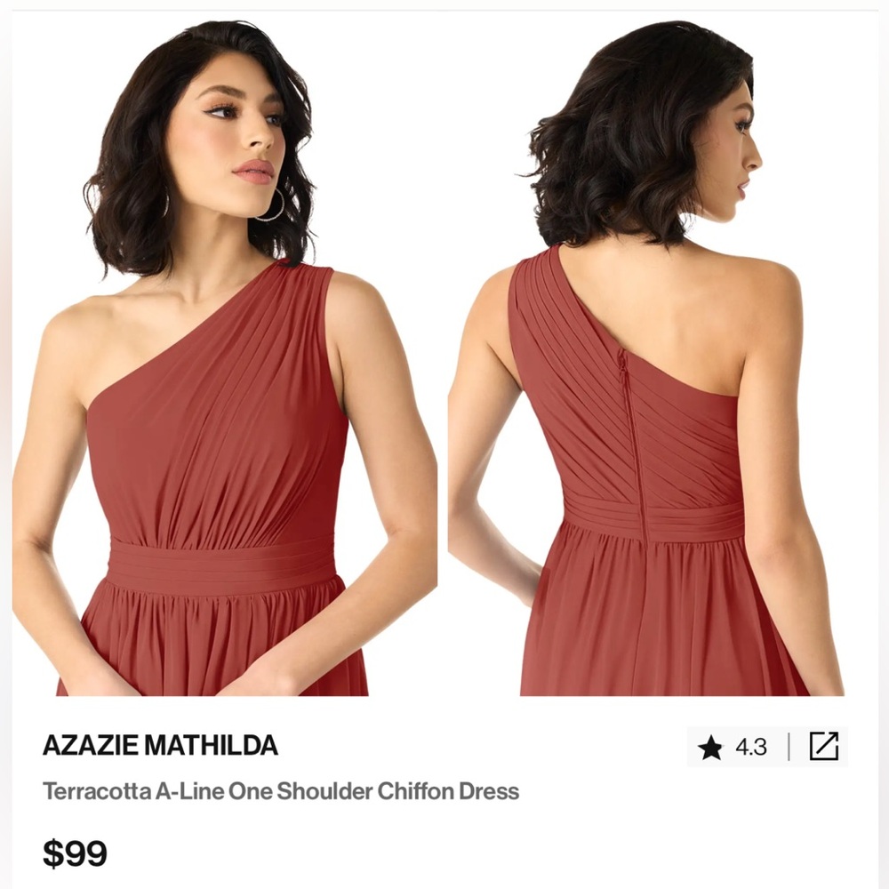 One-Shoulder Ruffled High-Low Chiffon Maxi Dress with Pockets - Rust/Terracotta - Picture 2 of 12